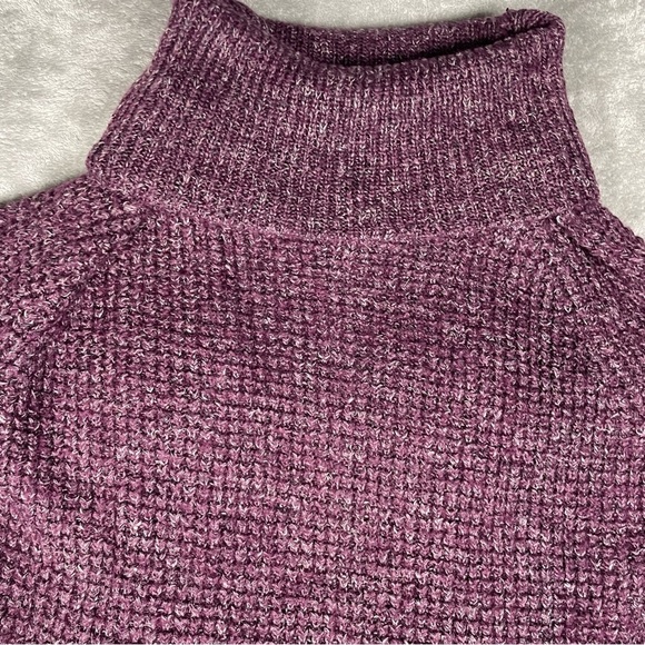 Free People Sweater Sz Medium Dylan Tweedy Purple Chunky Cowl Neck Wool - Picture 4 of 11